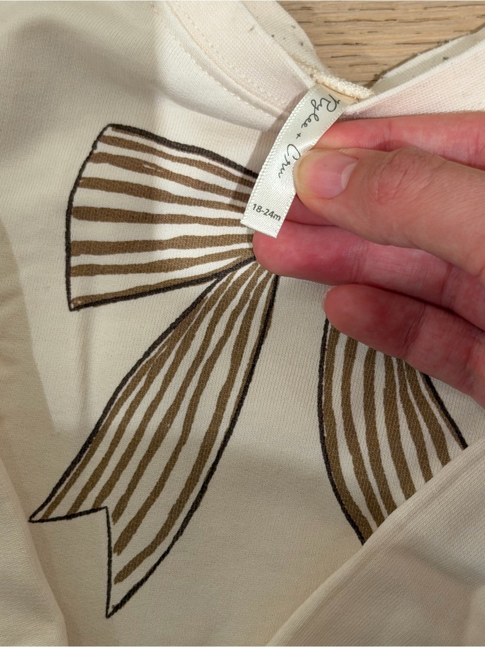 Rylee + Cru Cream sweatshirt with Brown Bow Graphic - Kids 18-24m